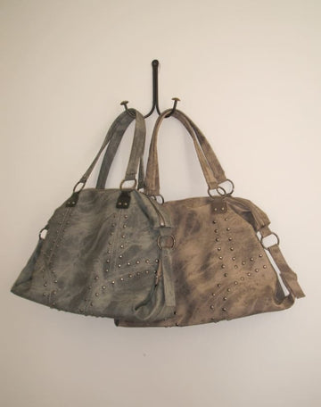 Nora Leather Studded Big Shoulder Bag